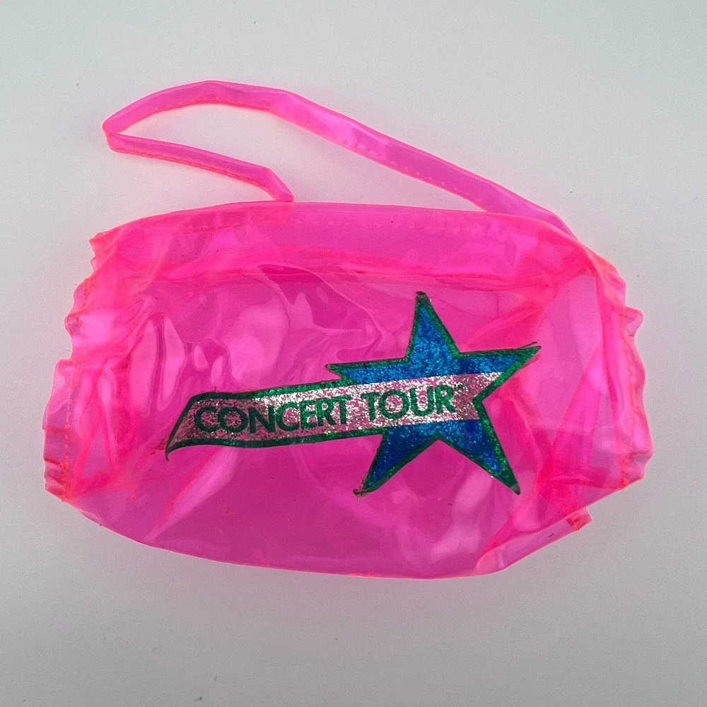 Vintage Barbie Concert Tour Neon Pink Vinyl Bag Purse‎ Accessory